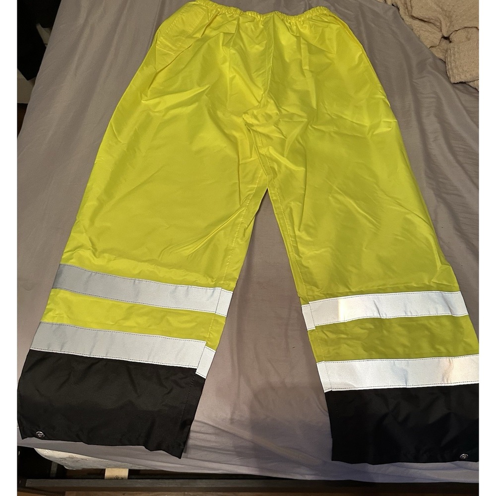 ML Kishigo RWP102 Hi-Vis Yellow Reflective Rain Pants ANSI Class E Mens 2X-3X